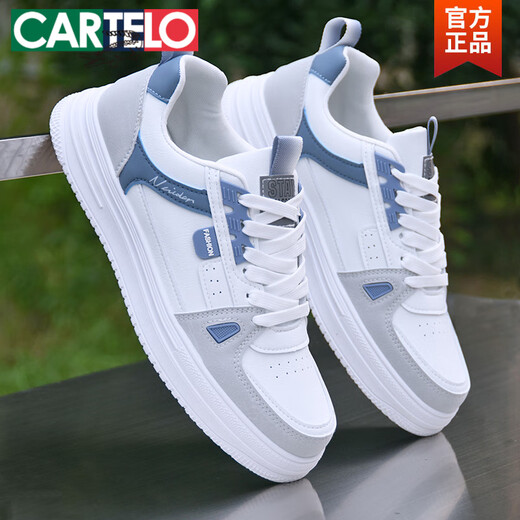 
CARTELO shoes for men Spring and Autumn 2025 new men's soft sole breathable white shoes for men versatile student trendy casual board shoes for men BK9910 white gray 39