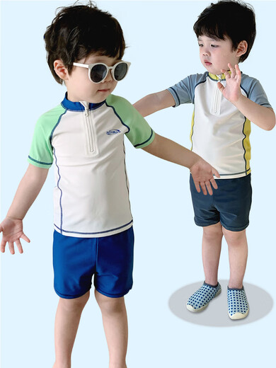 Hanchang LNGA LANDGRE children's boys' swimsuit 2025 new split sunscreen quick-drying small and medium gray (with swimming cap + swimming goggles + beach shoes) 155-16T height 152-165CM weight 78-98Jin Jin equals 0.5 kg One size
