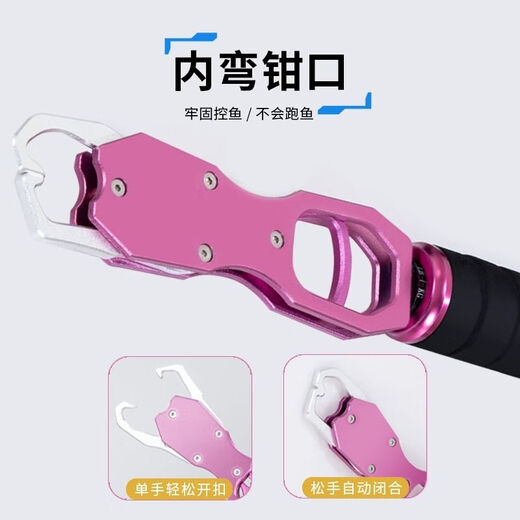 完壮多功能铝合金带称取鱼器控鱼器钓鱼钳夹鱼称渔具钳子路亚用品 平口银色
