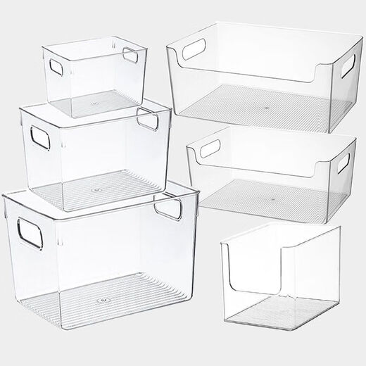 
Pupan transparent book storage box storage box book storage box basket book shelf snack toys clothes cosmetics miscellaneous items 4877. Side U transparent basket - medium length PET high transparent as shown