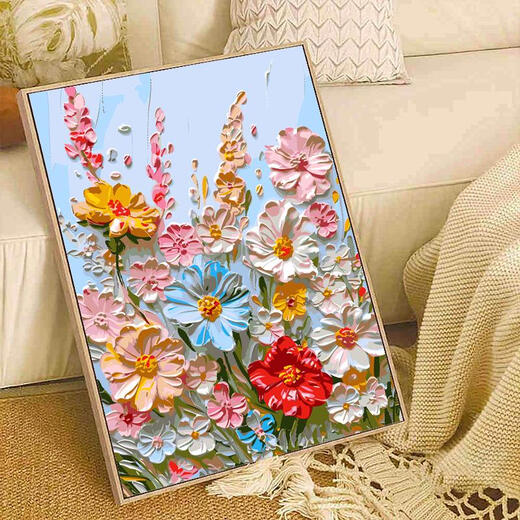 三栖虎繁花似锦diy数字油画填充涂色丙烯手绘感油彩画 客厅装饰挂画+外 nx12604 60*80cm绷好内框+外框免安