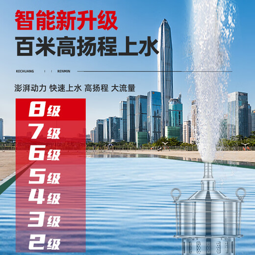 人民304不锈钢多级潜水泵高扬程220V家用耐腐蚀上海抽水农田灌溉 全不锈钢1.85KW4叶轮1寸65米220V