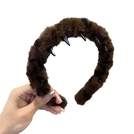 Korean retro leopard print toothed plush hair hoop for women anti-slip face wash hairpin makeup hair accessories headband 2024 autumn and winter leopard print plush toothed hair hoop 3 mixed colors