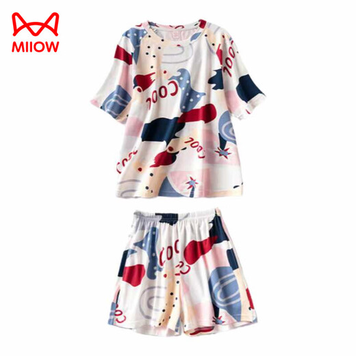 Cat Man (MiiOW) 2025 pajamas for women in summer pure cotton shorts shorts full casual student home clothing set Z9856 L [recommended 90-115Jin [Jin equals 0.5 kg] wear]