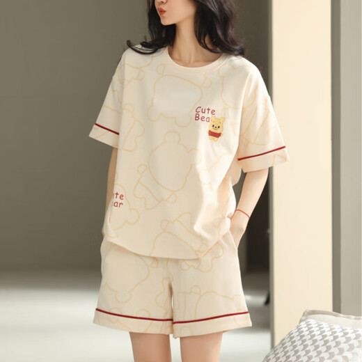 
G LUXOME pajamas for women, summer pure cotton shorts, sweet and thin casual student home clothing set YX7512 9856 M [Recommended 80-100Jin [Jin equals 0.5 kg] wear]