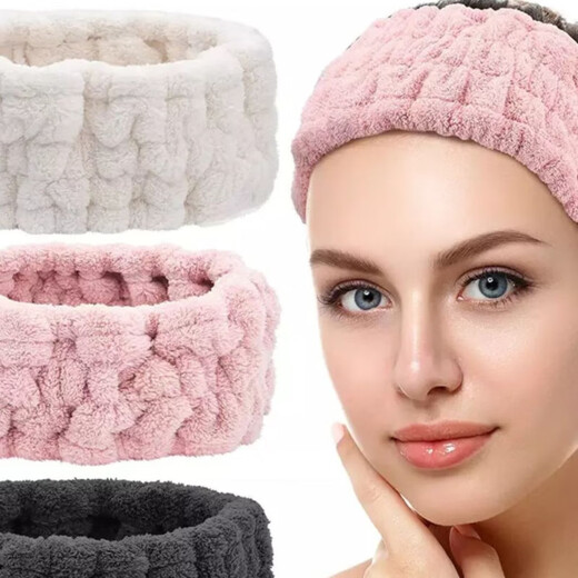 Face washing headband coral plush female student hairband high elastic autumn and winter facial mask washing headscarf headwear green