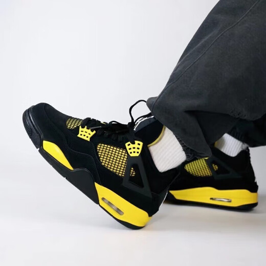 Nike (Nike) Herrenschuhe Frauenschuhe Air Jordan 4 AJ4 Thunderbolt Schwarz und gelbe Sportschuhe trendy lässige Basketballschuhe Herren FB9927/FB9928-200 Military Green 36 Gs