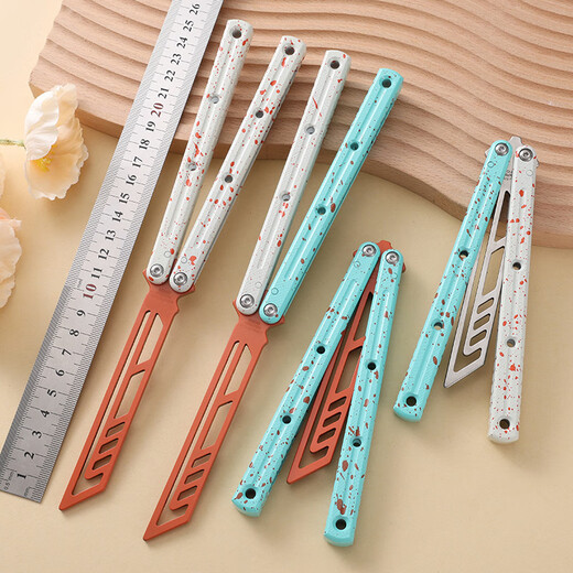 Borderless Siren v3 Ceramic Gradient Color Splash Ink Training Knife Practice Blade 7 Series Glass Static Model Ceramic Blue Handle Orange Blade