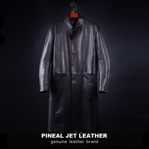 PJL New Long Men's Stand Collar Windbreaker Dark Empire Slim Sheepskin Windbreaker Black M (135Jin Jin is equal to less than 0.5kg)