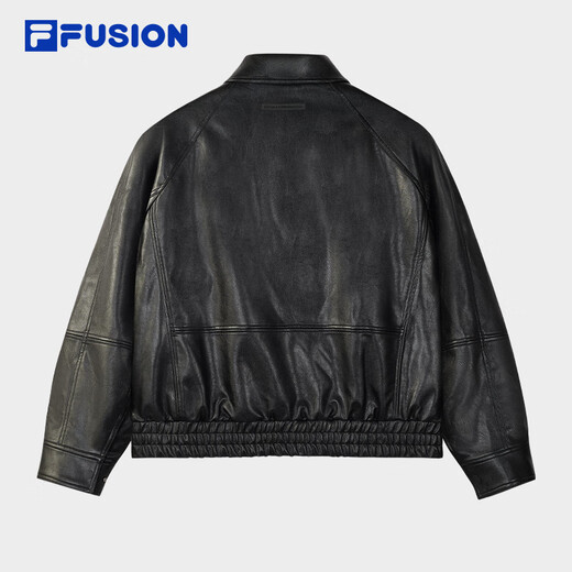 FILA FUSION same style men's jacket 2025 winter new fashion loose leather jacket black-BK XL 180/100A/XL