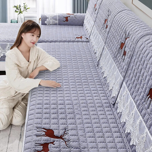 Lange 2025 new sofa cushion set, seat cushion, non-slip, full-cover leather cover, backrest cover, cloth towel, customized for all seasons, Dolphin Bay - blue, soft and comfortable, 90cm*160cm (double seat/concubine seat can be used)