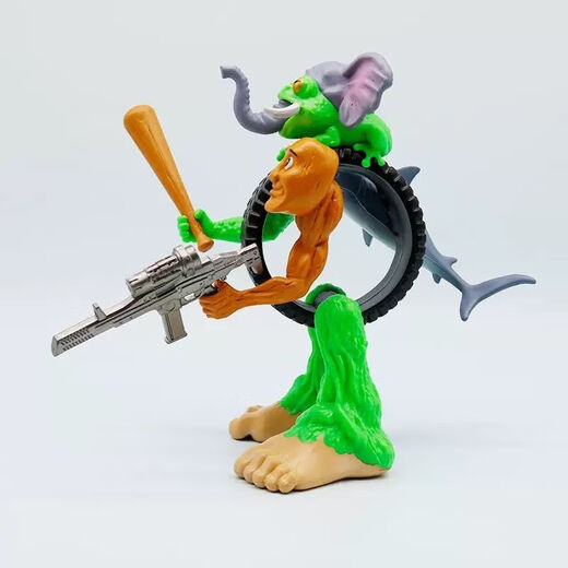 Tongbeijia Foreign Mountain and Sea Civilization Figure Fusion Version Wood Stick Man Golden Shark Frog Elephant Sewing Monster Abstract Toy AI Ornament C Foreign Mountain and Sea Civilization Fusion Version 16cm
