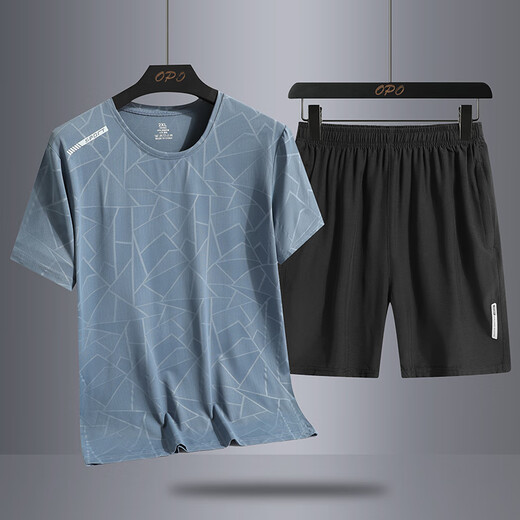 Woodpecker Father's Day Gift Men's Ice Silk Sports Set 2025 New Summer Thin Quick Dry Dad Running Summer Clothes 16803 Set White [T-shirt + Shorts] M 80-105Jin [Jin equals 0.5 kg]