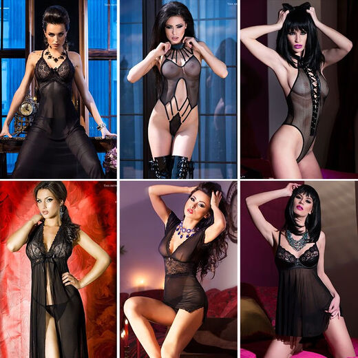 Männer sexy Unterwäsche Pseudo-Girls Drag Bra Spitze Strumpfbandstrümpfe Anzug Tong transparent sexy Dessous mysteriöse schwarze weiße Kragenschlitz Langer Rock 3883 m (80A) 120-135jin [Jin gleich 0,5 kg] 164-1766