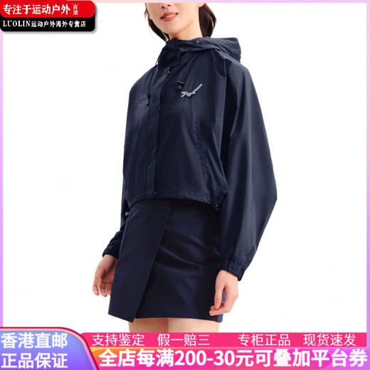 HONMA Fashion Golf Series Short Hooded Zipper Long Sleeve Jacket Women's Black S