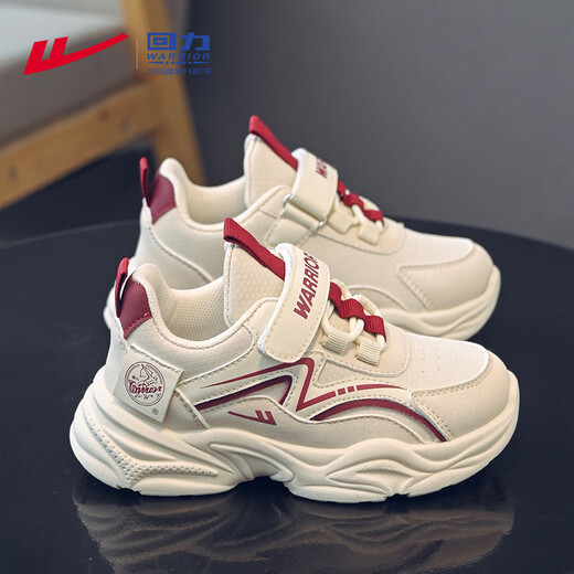 Warrior children's sports shoes spring and autumn boys' shoes lightweight dad shoes girls' running shoes WZ-1028 m/burgundy 36