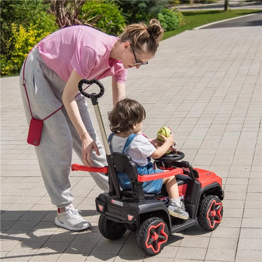 Zhouzhou Che's new children's electric car four-wheeled off-road vehicle remote control child baby toy car men and women can sit and recharge China red electric + remote control + push handle + awning