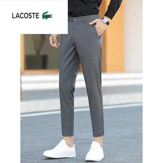 LACOSTE休闲裤男士2025年夏季新薄款商务正装西裤潮流九分长裤 9885B灰色 28 【90-105斤】