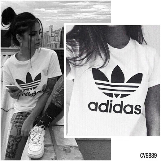 阿迪达斯 （adidas）女装夏季新款透气圆领短袖t恤运动休闲时尚半袖 CV9889 XS