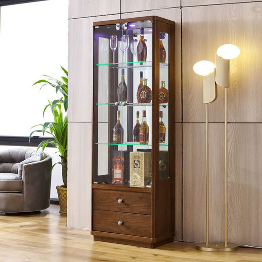 WEIMU New Wine Cabinet avec verrouillage contre le mur TV côté armoire décorative Multi-fonction Verre Multi-fonction Armoire Salon Double porte 698