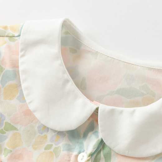 DAVE&BELLA pure cotton girls' shirts, baby girls' long-sleeved tops, spring clothes, new styles, children's shirts, children's clothes, flower print, in stock, 130 cm (recommended height 120-130cm)