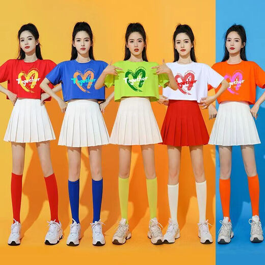 Jazz Dance Costume Cheerleading Costume Women's Suit Dancing Korean Women's Team Suit Adult Middle School Students' Performance Costume 9889 Red + 569 Pants + E M Recommended 90-105Jin [Jin equals 0.5 kg]