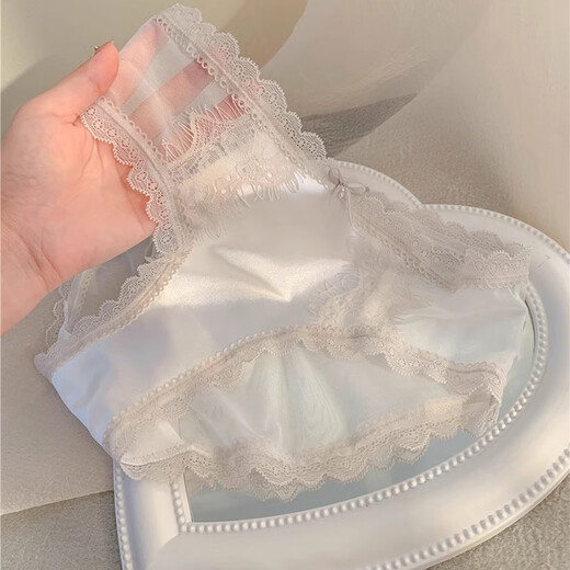 Fitonton 3 Ice Seide Unterwäsche weibliche sexy reine Damen Unterwäsche Spitze Atmungsaktives Bikini -Shorts