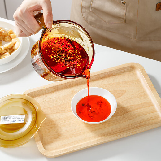 Home KATEI STORY Japanese oil pot lard tank household high temperature resistant high borosilicate glass chili meat oil pot with lid seasoning storage tank high borosilicate heat resistant lard tank 500ml