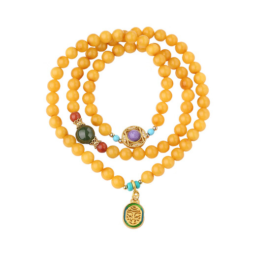 Potala Palace beeswax jasper multi-circle bracelet copper inlaid amethyst accessories transfer bead bracelet for men and women as a birthday gift for girlfriend