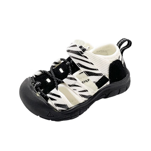 Chino-Ratten-Kinder Sandalen Jungen 2025 Sommer-Säugling und junge Mädchen 1-3 Jahre alte Strandschuhe Tasche Zehen Sommer Trail Schuhe Schwarz und Weiß [1,0-Klasse] Größe 23 (geeignet für Fußlänge 13,2-13,7 cm)