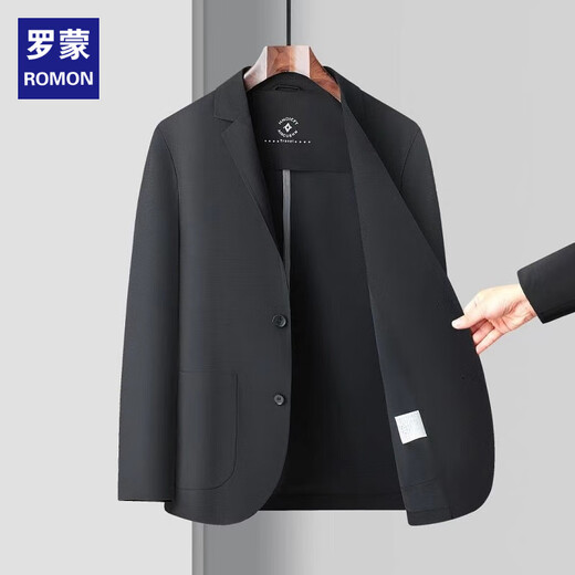 ROMON fashionable men's ice silk suit, light luxury laminated seamless business casual suit jacket spring and summer 24081 navy blue (suit) (ice silk sunscreen thin film M -170 (100-130Jin Jin equals 0.5 kg)