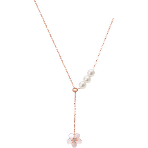 Saturday blessing 18K gold pearl necklace female cherry blossom mother-of-pearl gold necklace birthday gift X067962 about 40+5cm