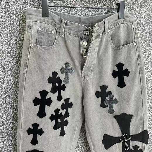 Crowxinping 25ssch Crowxin Crowxin Label de cuero lavado Jeans Dopamine Jeans Cement Grey LC9928 Cemento Gris LC9928 28