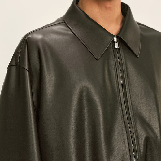 Sketch Men's 2025 Autumn New Arrival Imitation Leather Jacket H-shaped Lapel Short Fit 9P9A13190 001 Black M