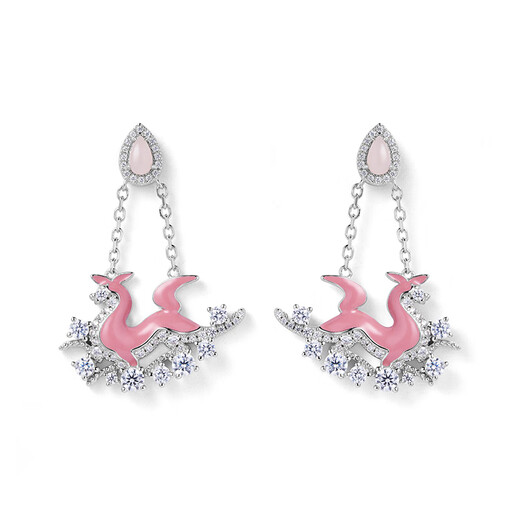 CIGA LONG Nine Color Deer Pink Opal Necklace and Earrings New Original New Chinese Style Jewelry Nine Color Deer Pink Opal Earrings