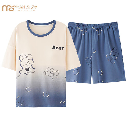 Modal Summer Fat MM Kurzärärmig großer Pyjamas Set für Frauen 200 Jin [Jin ist gleich 0,5 kg] Hauskleidung Losse, lose Cartoons können draußen im Sommer KNC3519 m getragen werden