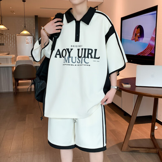 Ne sera-t-il pas un adolescent à manches à manches courtes de 12-15 ans, les élèves de lycée à demi-manche Polo 13 costume de sport d'été pour enfants 6629 Black Suit 2xl 130-145Jin [Jin est égal à 0,5 kg]