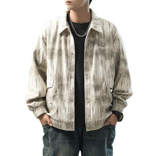 Airmiuu International Brand Modemarke Herren Tie Dye Jacke Herren -Kleid Frühling und Herbst 2025 Neue Modemarke Lose Sense Workwear K15828 Schwarz (Geschenkboxverpackung) m