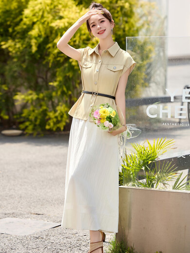 Vestido de temperamento a la moda de la marca de alta gama Nosskiss para mujeres 2025 Summer NUEVO COREANO VERSATILE CORRAL SECTURA DE DOS PIEZAS A Blue M Sugerion (90-110Jin [Jin equivale a 0.5 kg])