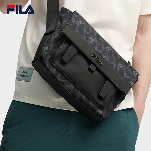 Fila Fila Boy Bag [Black Warrior] Crossbody Bag Presbyopia Leicht wasserresistente Umhängetasche 2025 Retro alter Blumenumhängetasche, Schwarz - Bk XS