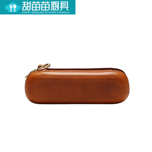 日系复古眼镜盒男抗压手工感墨镜盒牛皮挂绳便携收纳盒女 巧克力色