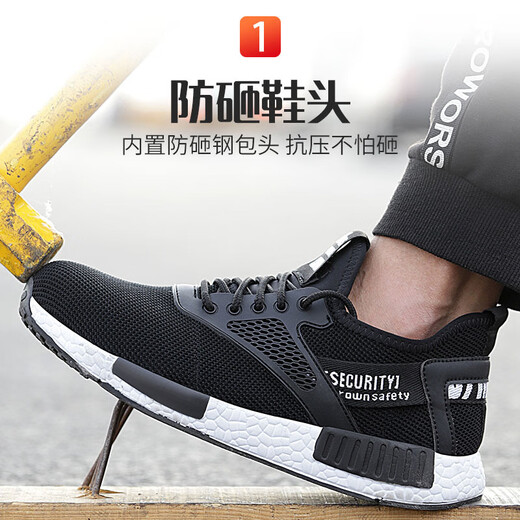 Linzhongxun Arbeitsschutzschuhe Herren-Geruchssicherheit und Anti-Smashing- und Anti-Punktur-Stahlkopf Frauen Leichter weicher Sohle Flying Waving Arbeitssicherheit Schwarz + Weiß 9928 36 36 36 36 36 36 36 36
