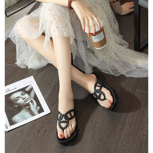 Huilijun-Fersenflip-Flops für Frauen im Sommer im Sommer Mode-Internet-Promi-Promi Dick-Soled Small Dufttrance Beach Schuhe Nicht rutschfeste Soft allein-Clip-Bein-Sandalen Grün (3883-23) 36