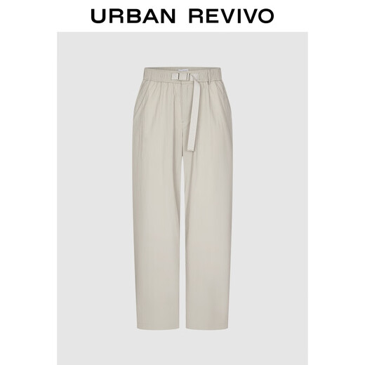 UR2026 Spring New Men's Fashion Casual Elastic Waist Belt Wide Leg Pants UUY650006 Khaki Gray 30