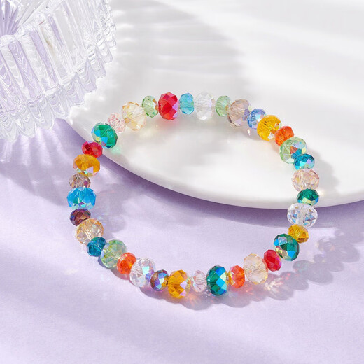 New product 6/8mm AB color plated flat beads glass beads DIY beaded bracelet necklace jewelry accessories cut loose beads 6mm mixed color about 50 pcs/pack