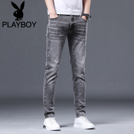 
Playboy (PLAYBOY) summer quick-drying thin men's jeans versatile slim feet stretch pants men's Korean style trendy youth trousers 1049 32