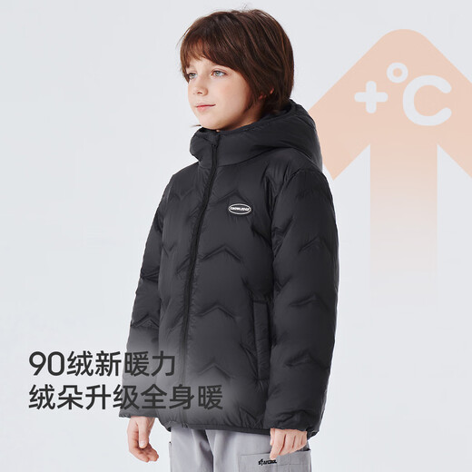 雪中飞【压胶工艺】儿童羽绒服新款男女童秋冬季轻薄保暖外套 黑色 110
