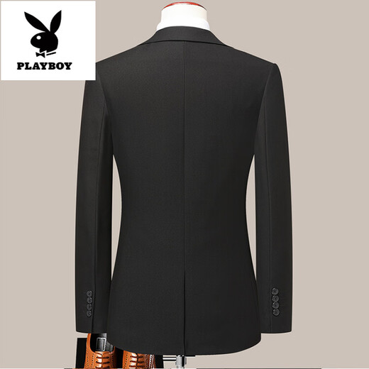Playboy (PLAYBOY) suit men's Korean version slim coat groom wedding dress business professional formal small suit men black 5XL
