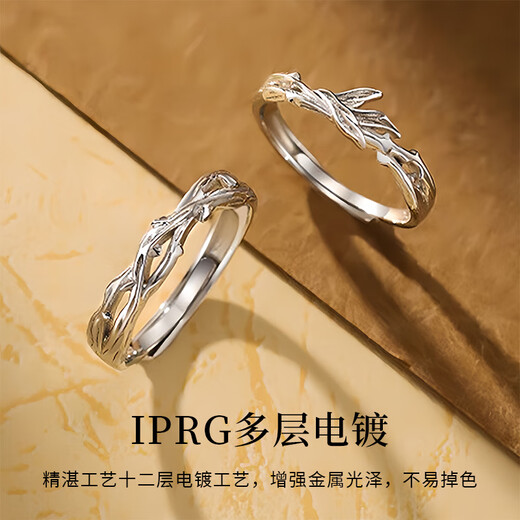 China Gold S925 Silver Eucalyptus globulus has met the Locust Bird Couple Ring Men and Women Rings Wedding Anniversary Gift for Girlfriend Classic Red Gift Box *Shipment from Bakura* Same time/Next Day Delivery Eucalyptus Globulus has met the Locust Bird Couple Ring - Couple Style