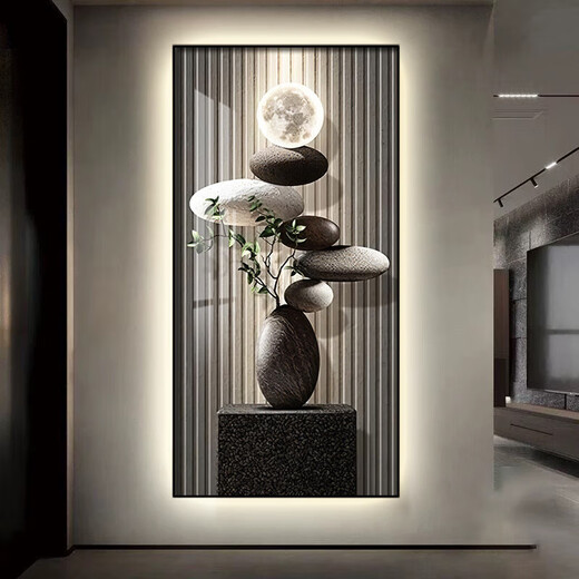 Wen Shiou's entrance painting is opposite the door Feng Shui with lamps and stones to operate the decorative sense LED lamps into the door wall light luxury T12250 60*120 (recommended 4 of 0.8 meters-0.9 meters